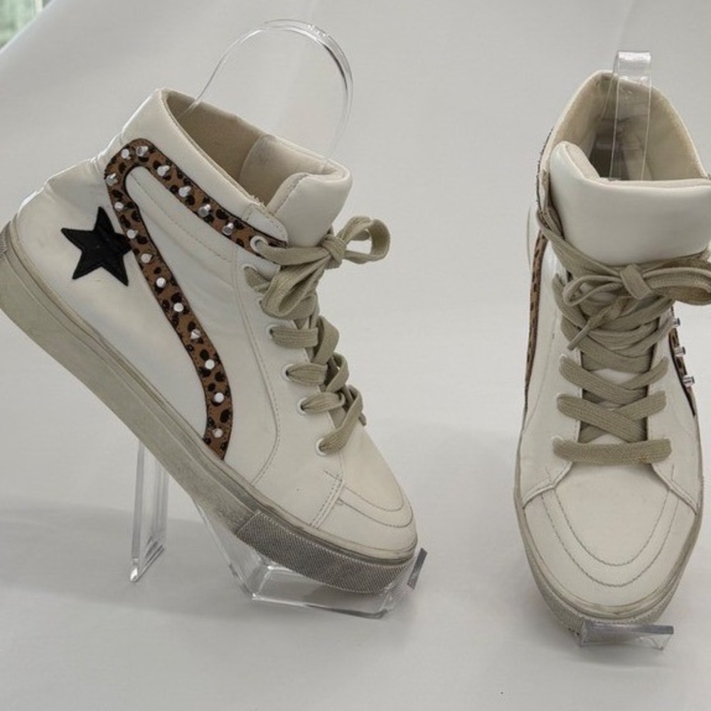 Ccocci Teagan High Top White Leopard Print Sneaker Size 10